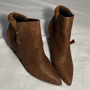Nina Brown Leather Ankle Boots